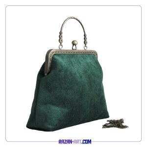 کیف زنانه دهانه فلزی سبز زمردی کد B567