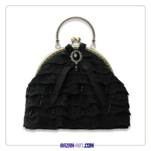 کیف مجلسی توری مشکی کلاسیک کد B701